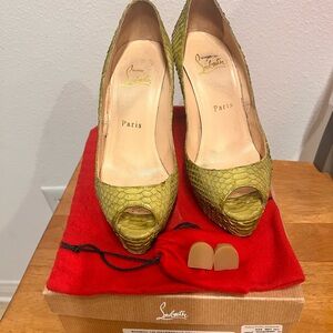 Saks Fifth Avenue Olive Peep-Toe Heels